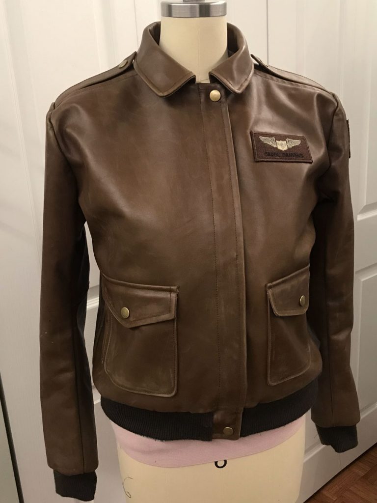 Captain marvel leather jacket replica made by gillian conahan for marvel becoming