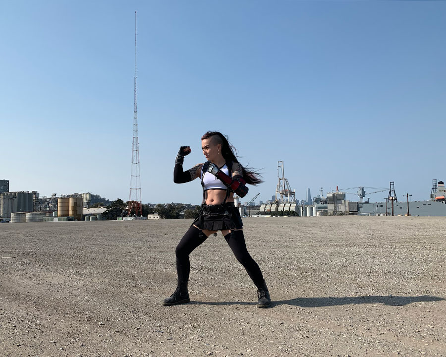 kathleen conahan in tifa cosplay made by gillian conahan, photo by jeremy silver
